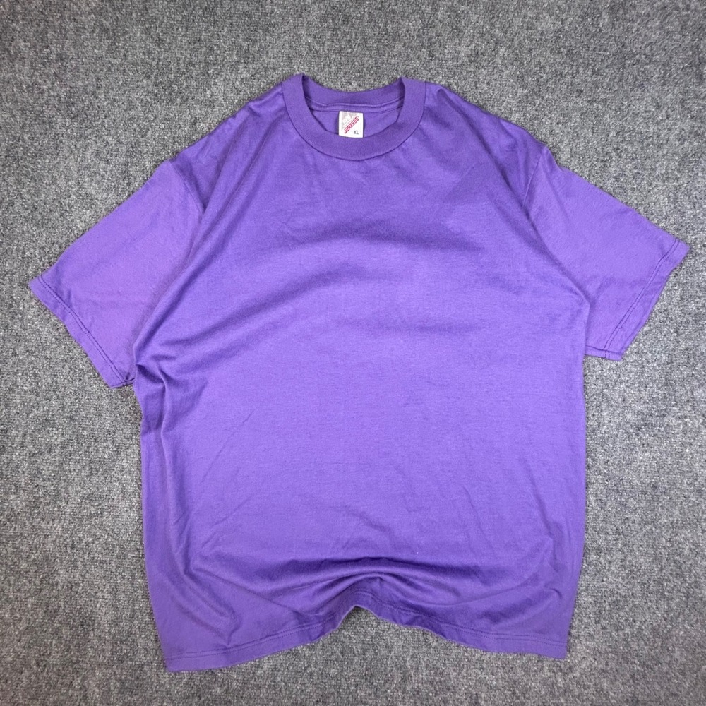 Vintage Jerzees 50/50 Heavyweight Purple T-Shirt Mens XL Made in USA Blank Tee